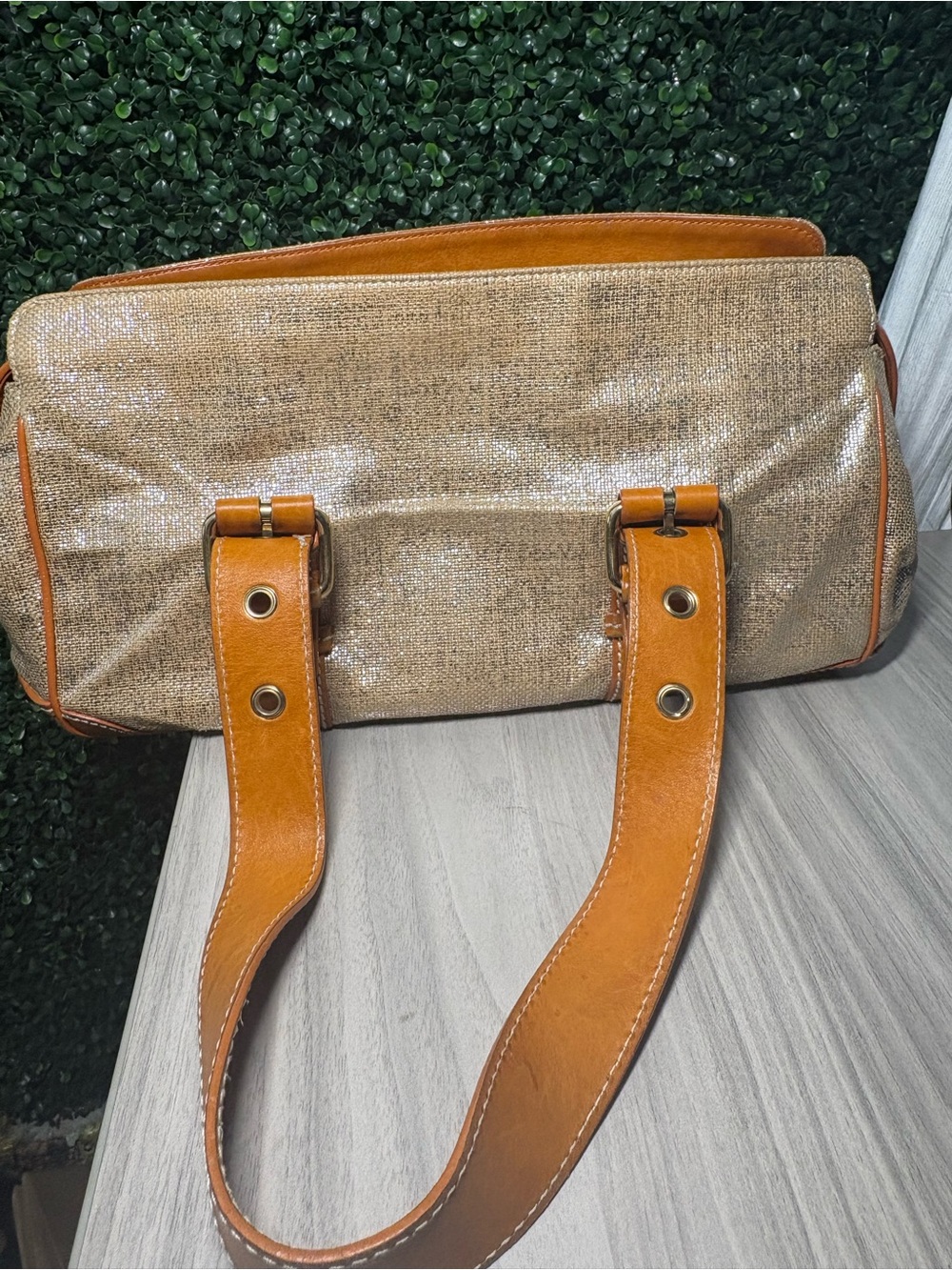 Vintage Marc Jacobs Tan Canvas & Cognac Leather Tote Bag - Picture 5 of 9